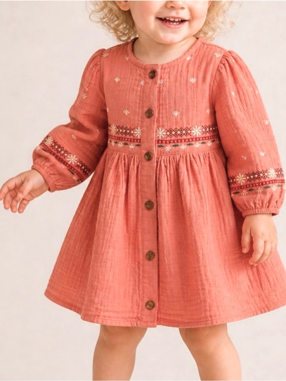 🆓 $0 WITH PURCHASE - 🌾 OLD NAVY NWOT Girls Boho Amberglow Embroidered Dress 5Y